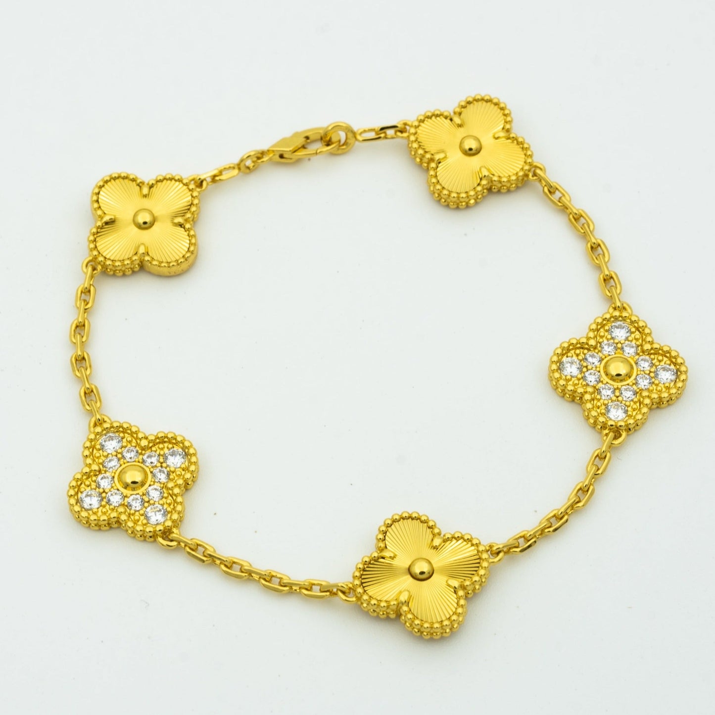[Mystic]CLOVER BRACELET 5 MOTIFS GOLD DIAMOND
