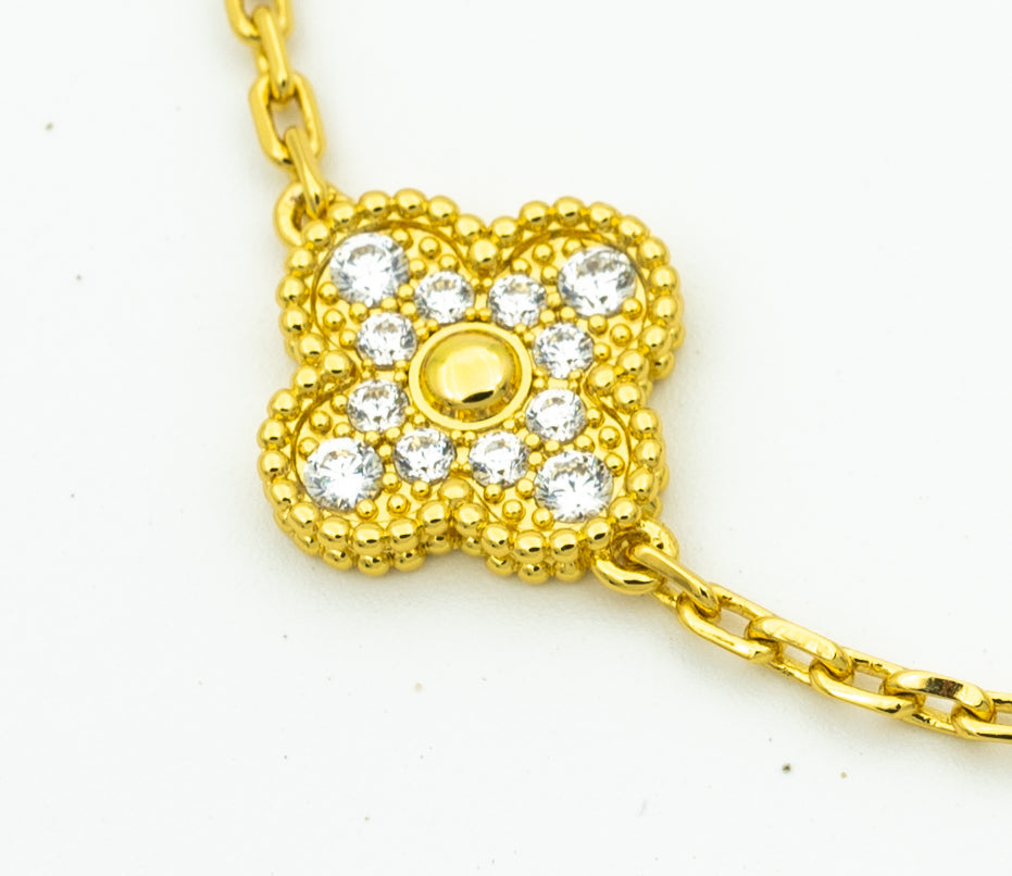 [Mystic]CLOVER BRACELET 5 MOTIFS GOLD DIAMOND