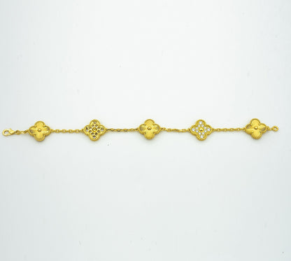 [Mystic]CLOVER BRACELET 5 MOTIFS GOLD DIAMOND