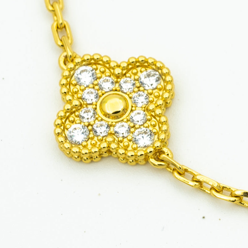 [Mystic]CLOVER BRACELET 5 MOTIFS GOLD DIAMOND