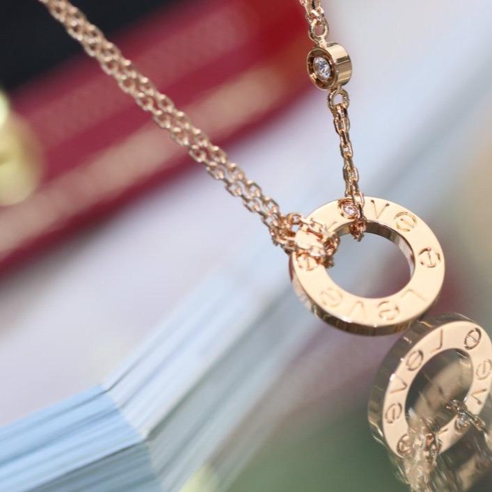 [Mystic]LOVE NECKLACE ADJUSTABLE ROSE GOLD 2 DIAMOND