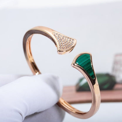 [Mystic]DREAM BRACELET OPEN MALACHITE PINK GOLD