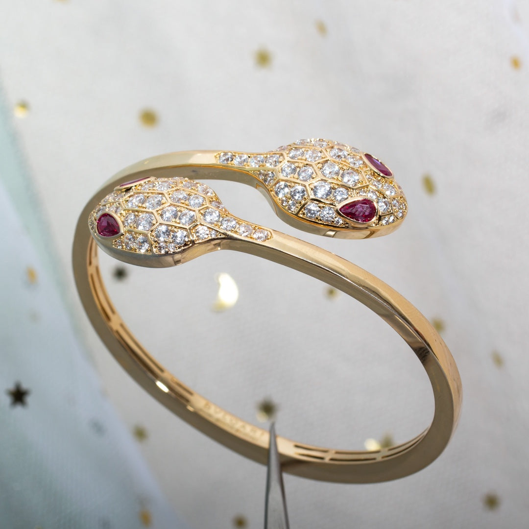 [Mystic]SERPENTI BRACELET PINK GOLD DIAMOND DOUBLE SNAKE