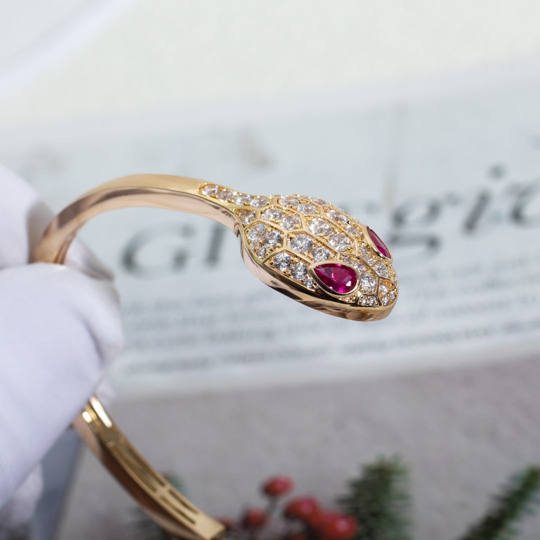 [Mystic]SERPENTI BRACELET PINK GOLD DIAMOND DOUBLE SNAKE
