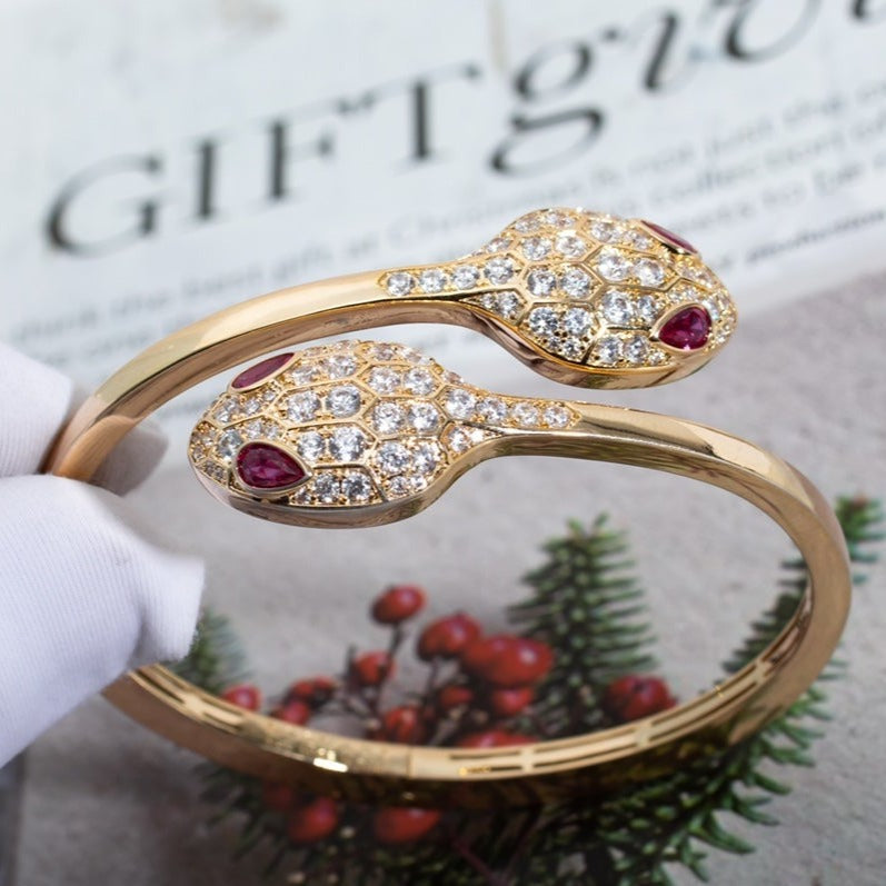 [Mystic]SERPENTI BRACELET PINK GOLD DIAMOND DOUBLE SNAKE