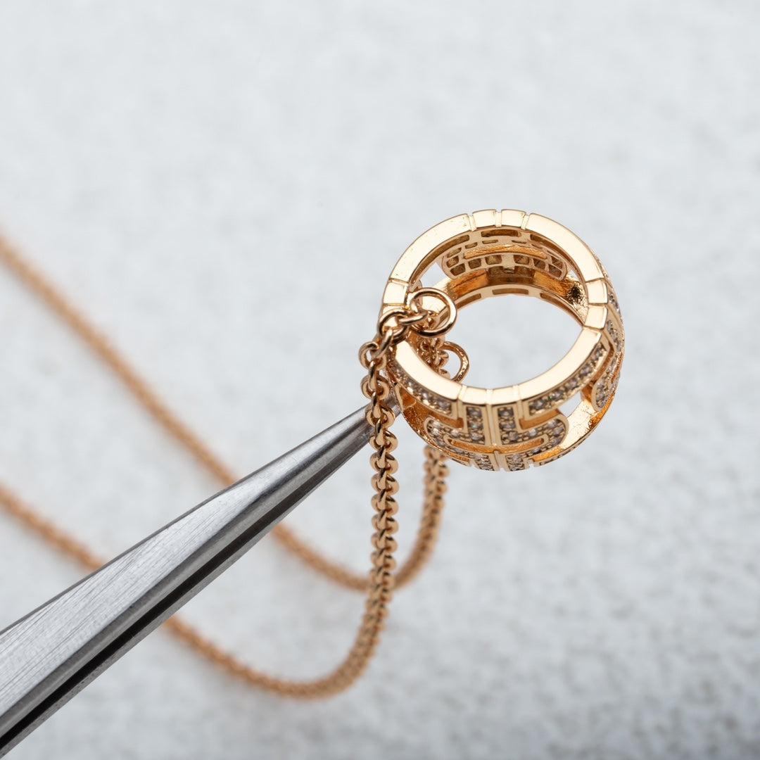 [Mystic]PARENTESI NECKLACE PINK GOLD DIAMOND
