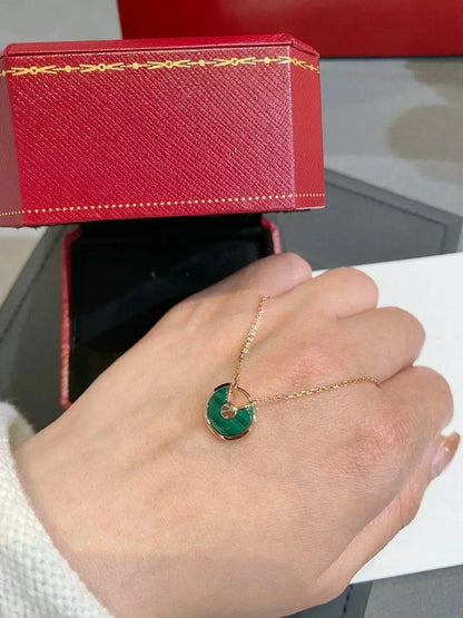 [Mystic]AMULETTE ROSE GOLD MALACHITE NECKLACE