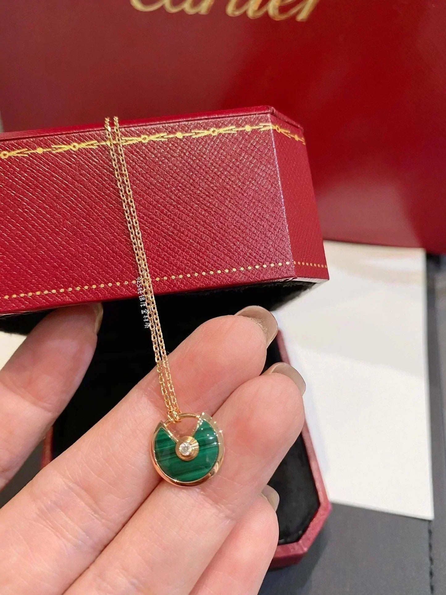 [Mystic]AMULETTE ROSE GOLD MALACHITE NECKLACE