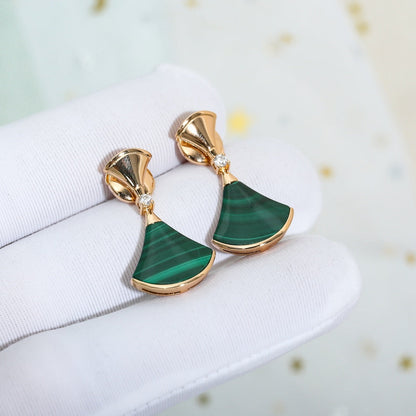 [Mystic]DREAM MALACHITE PINK GOLD EARRINGS