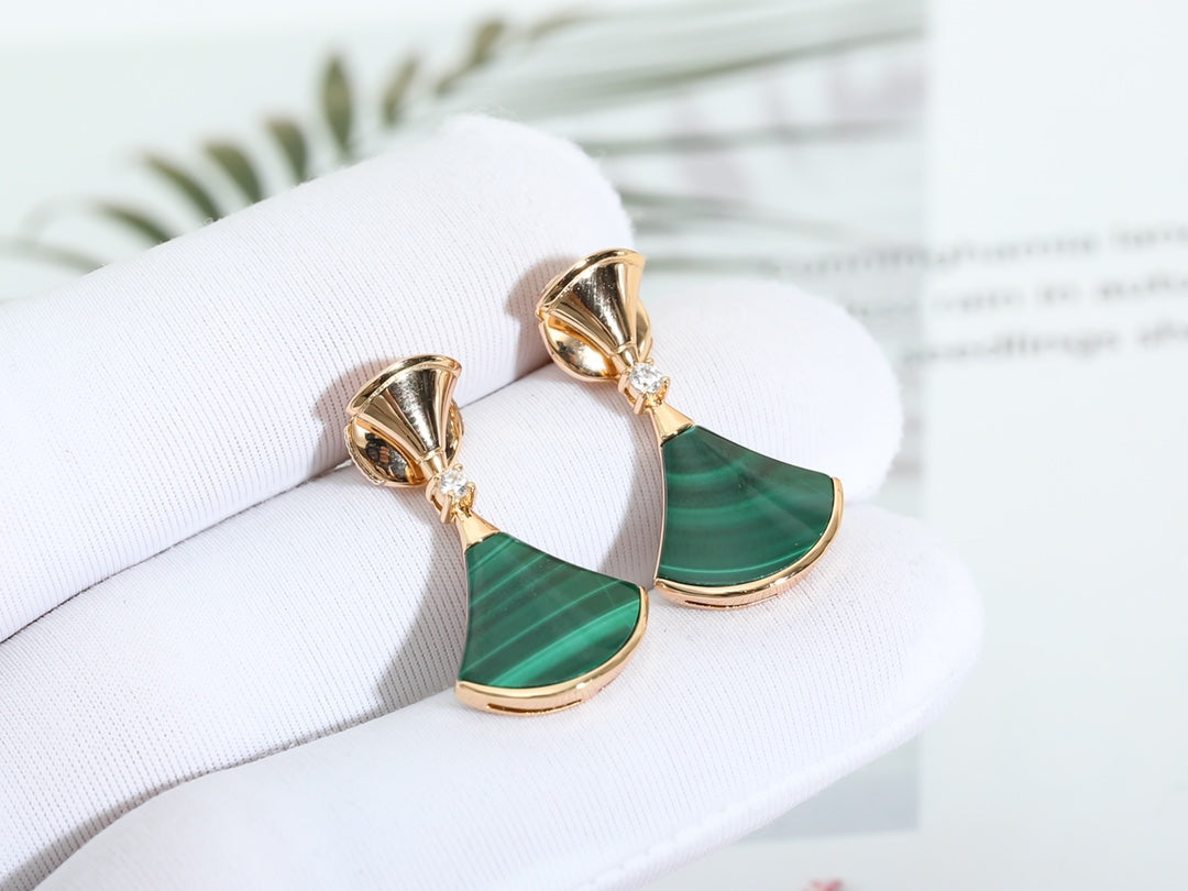 [Mystic]DREAM MALACHITE PINK GOLD EARRINGS