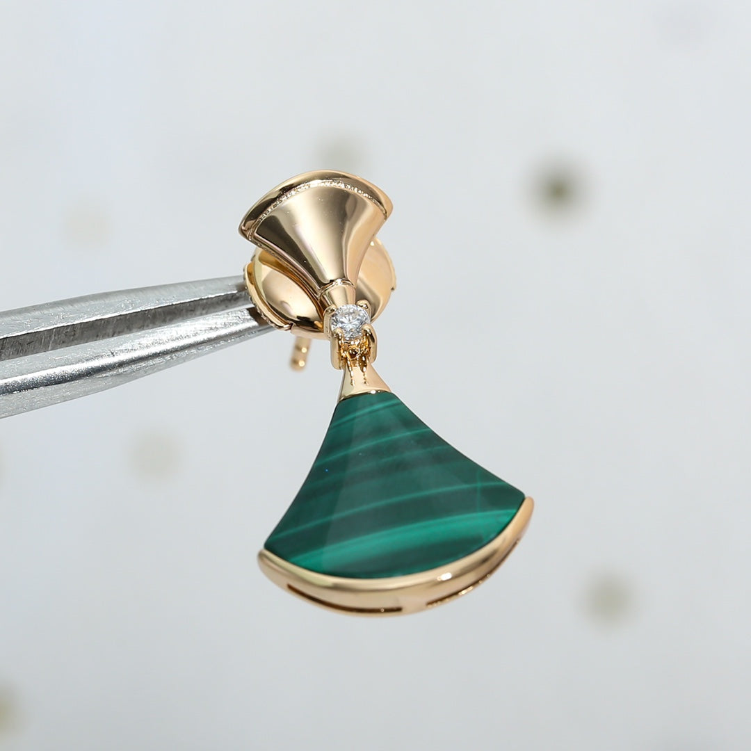 [Mystic]DREAM MALACHITE PINK GOLD EARRINGS