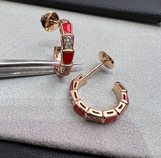 [Mystic]SERPENTI CARNELIAN PINK GOLD EARRINGS
