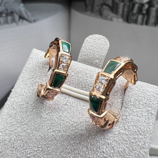 [Mystic]SERPENTI MALACHITE PINK GOLD EARRINGS