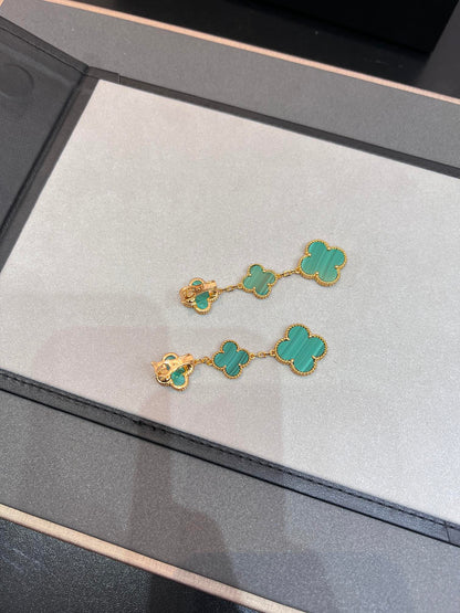 [Mystic]CLOVER MALACHITE 3 MOTIFS GOLD