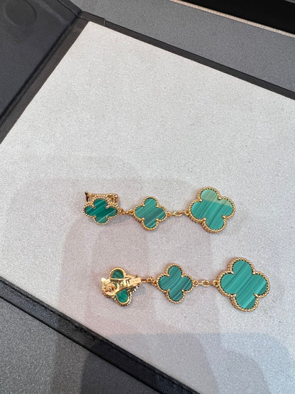[Mystic]CLOVER MALACHITE 3 MOTIFS GOLD