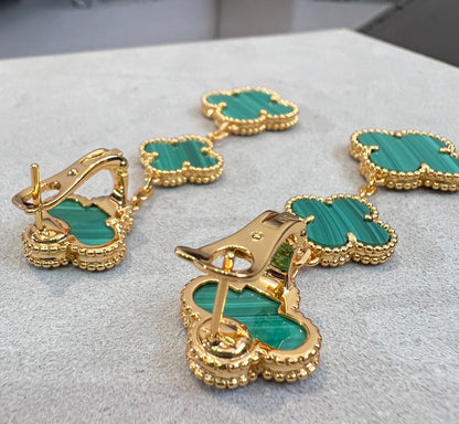 [Mystic]CLOVER MALACHITE 3 MOTIFS GOLD