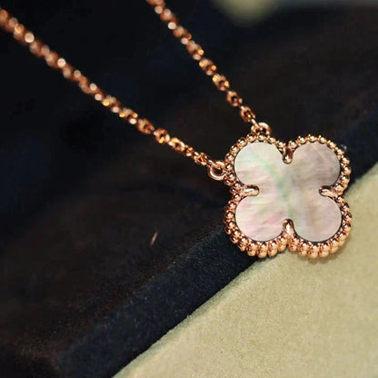 [Mystic]CLOVER 15MM  GRAY MOTHER OF PEARL NECKLACE