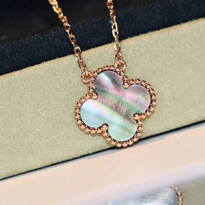 [Mystic]CLOVER 15MM  GRAY MOTHER OF PEARL NECKLACE