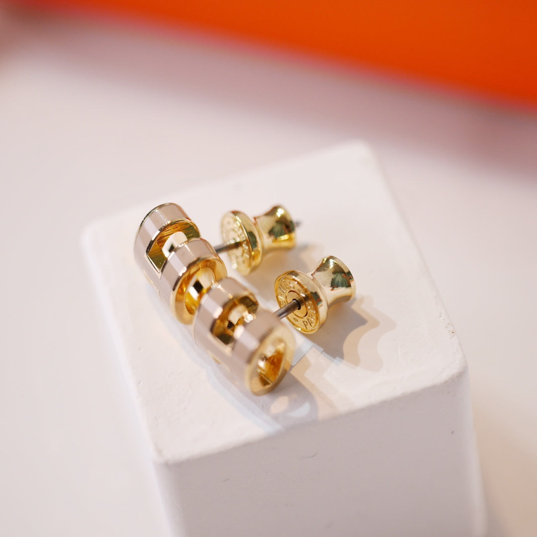 [Mystic]MINI POP H GOLD EARRINGS GREY