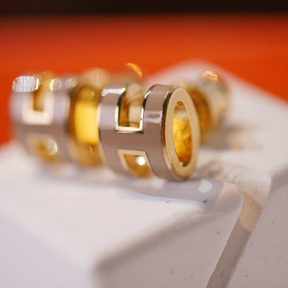 [Mystic]MINI POP H GOLD EARRINGS GREY