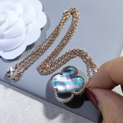 [Mystic]CLOVER 25MM GOLD DARK MOP BIG CLOVER NECKLACE