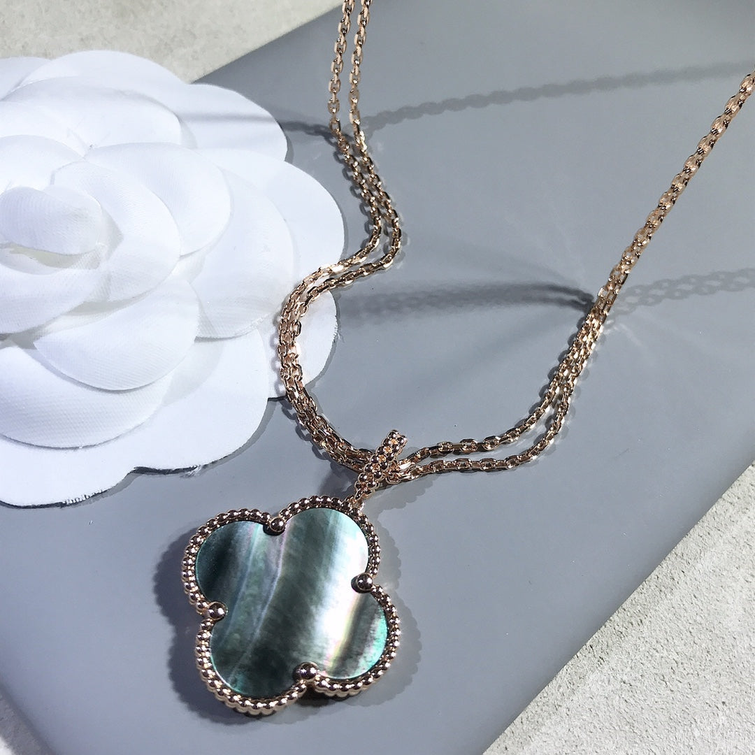 [Mystic]CLOVER 25MM GOLD DARK MOP BIG CLOVER NECKLACE