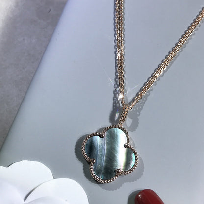 [Mystic]CLOVER 25MM GOLD DARK MOP BIG CLOVER NECKLACE