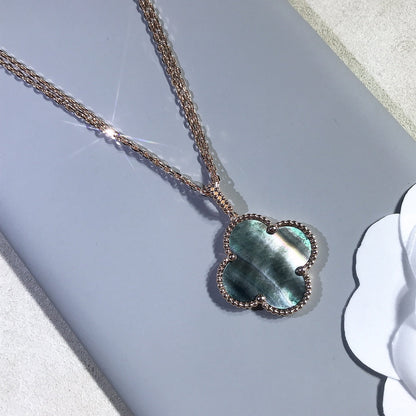 [Mystic]CLOVER 25MM GOLD DARK MOP BIG CLOVER NECKLACE