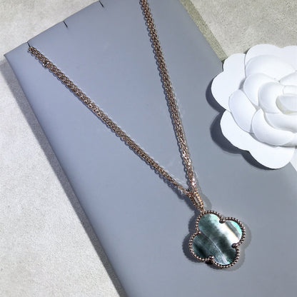 [Mystic]CLOVER 25MM GOLD DARK MOP BIG CLOVER NECKLACE