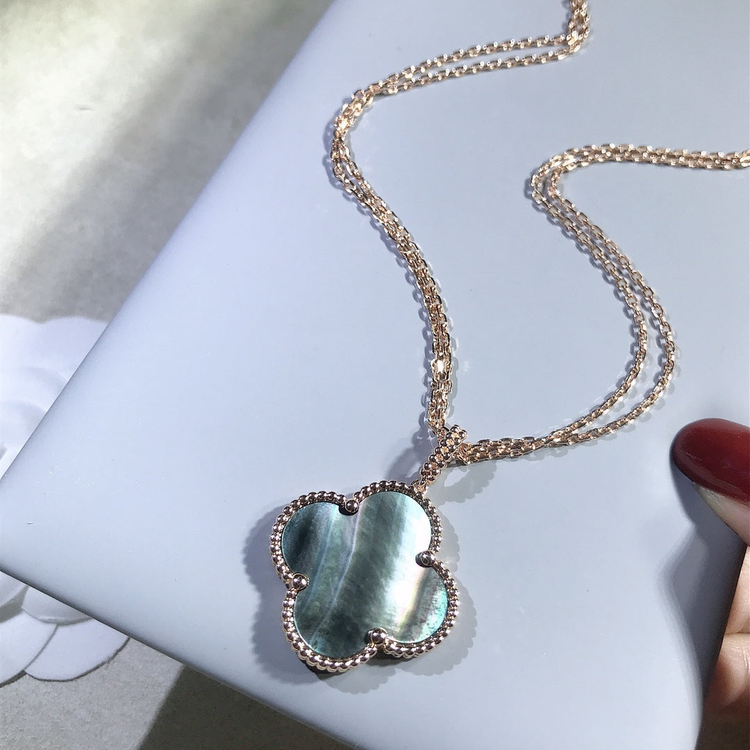 [Mystic]CLOVER 25MM GOLD DARK MOP BIG CLOVER NECKLACE