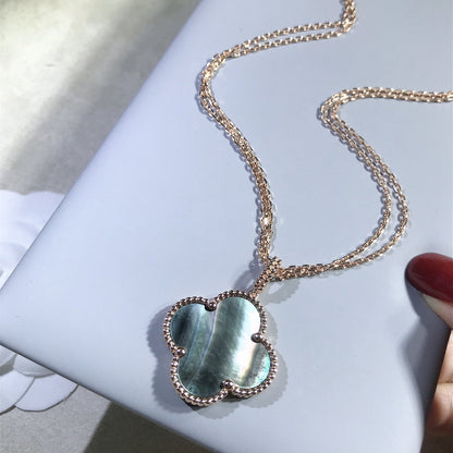 [Mystic]CLOVER 25MM GOLD DARK MOP BIG CLOVER NECKLACE