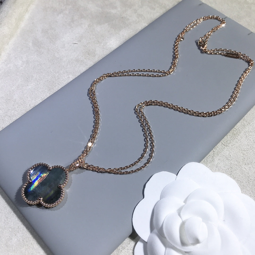 [Mystic]CLOVER 25MM GOLD DARK MOP BIG CLOVER NECKLACE