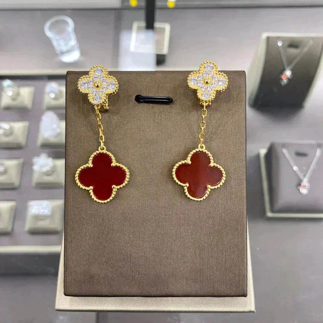 [Mystic]CLOVER  2 MOTIFS  DIAMOND  EARRINGS (MULTIPLE CHOICESç´