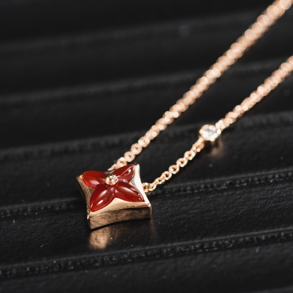 [Mystic]STAR NECKLACE PINK GOLD 1 DIAMOND