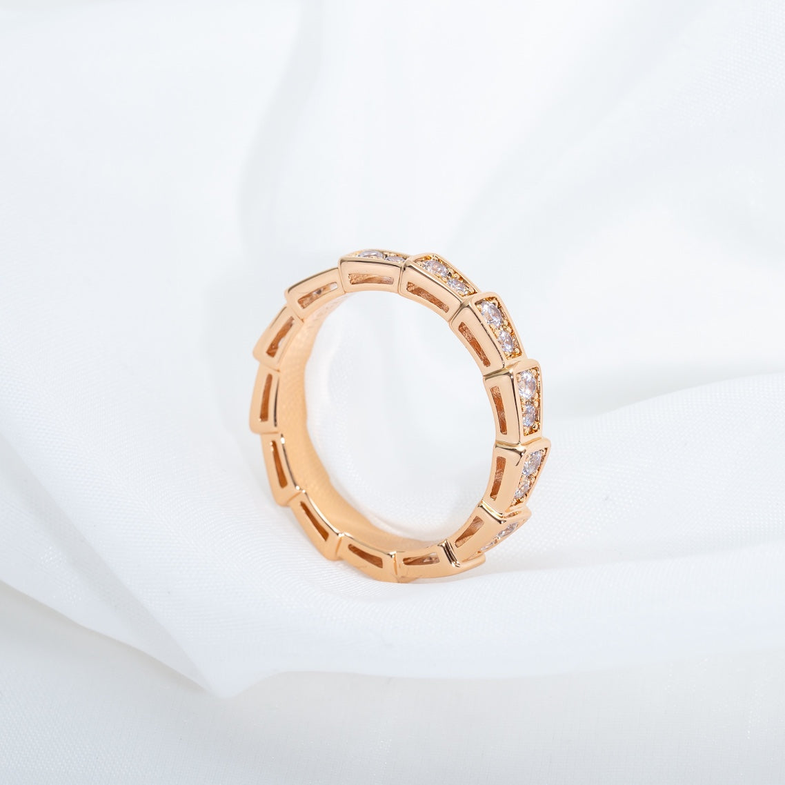 [Mystic]SERPENTI RING PINK GOLD DIAMOND PAVED 3MM