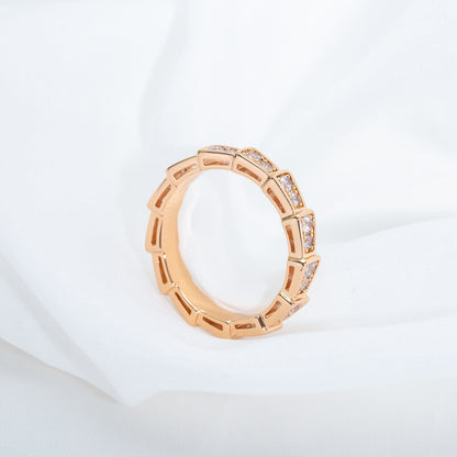 [Mystic]SERPENTI RING PINK GOLD DIAMOND PAVED 3MM