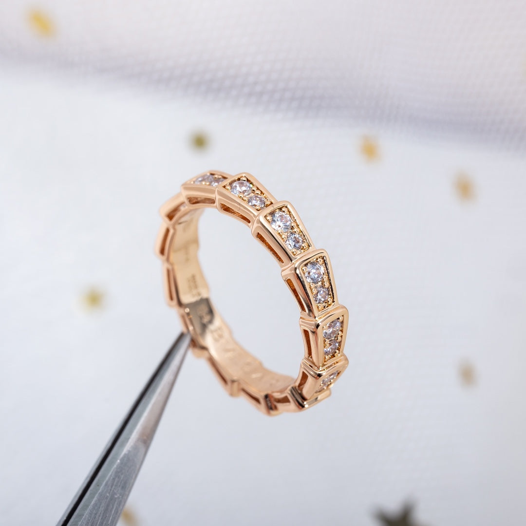 [Mystic]SERPENTI RING PINK GOLD DIAMOND PAVED 3MM