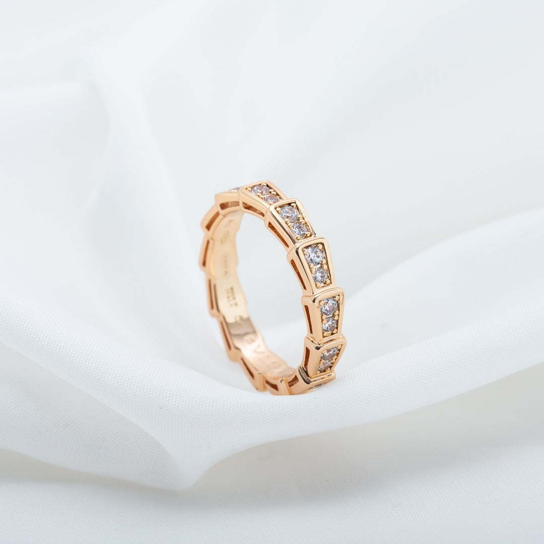 [Mystic]SERPENTI RING PINK GOLD DIAMOND PAVED 3MM