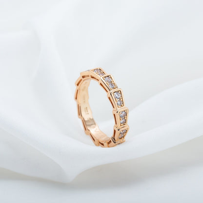 [Mystic]SERPENTI RING PINK GOLD DIAMOND PAVED 3MM