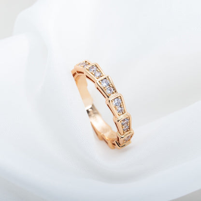 [Mystic]SERPENTI RING PINK GOLD DIAMOND PAVED 3MM