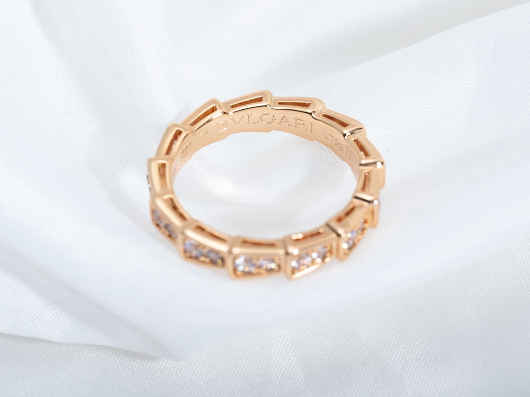 [Mystic]SERPENTI RING PINK GOLD DIAMOND PAVED 3MM