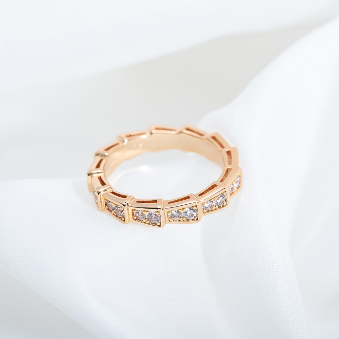 [Mystic]SERPENTI RING PINK GOLD DIAMOND PAVED 3MM