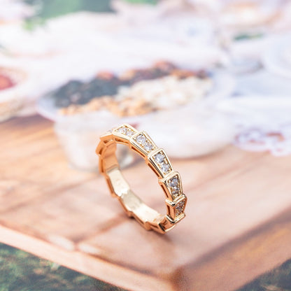 [Mystic]SERPENTI RING PINK GOLD DIAMOND PAVED 3MM