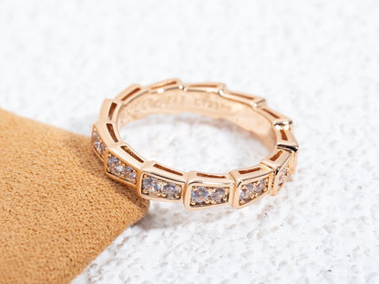 [Mystic]SERPENTI RING PINK GOLD DIAMOND PAVED 3MM