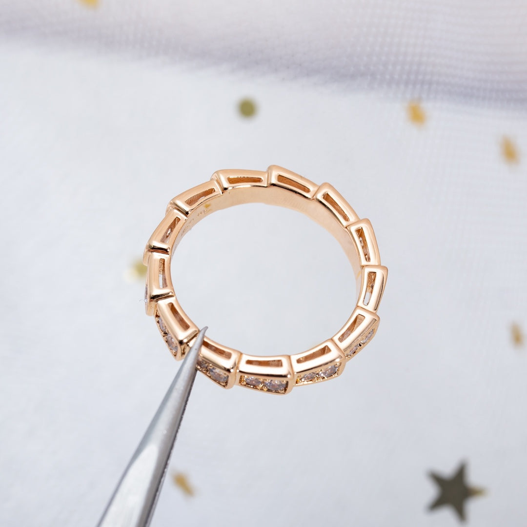 [Mystic]SERPENTI RING PINK GOLD DIAMOND PAVED 3MM
