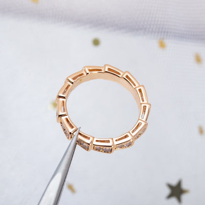 [Mystic]SERPENTI RING PINK GOLD DIAMOND PAVED 3MM