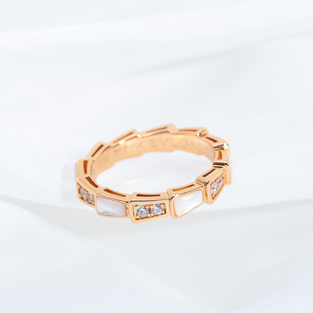 [Mystic]SERPENTI RING PINK GOLD DIAMOND MOP 3MM
