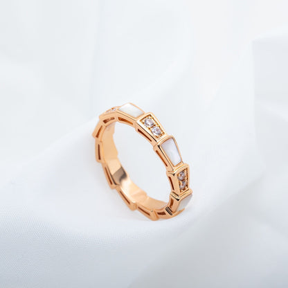 [Mystic]SERPENTI RING PINK GOLD DIAMOND MOP 3MM