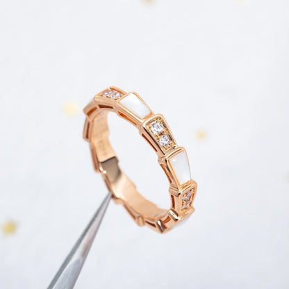 [Mystic]SERPENTI RING PINK GOLD DIAMOND MOP 3MM
