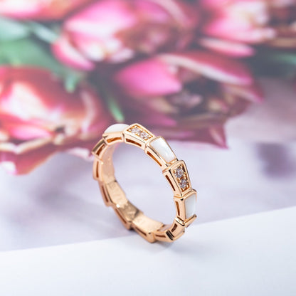 [Mystic]SERPENTI RING PINK GOLD DIAMOND MOP 3MM